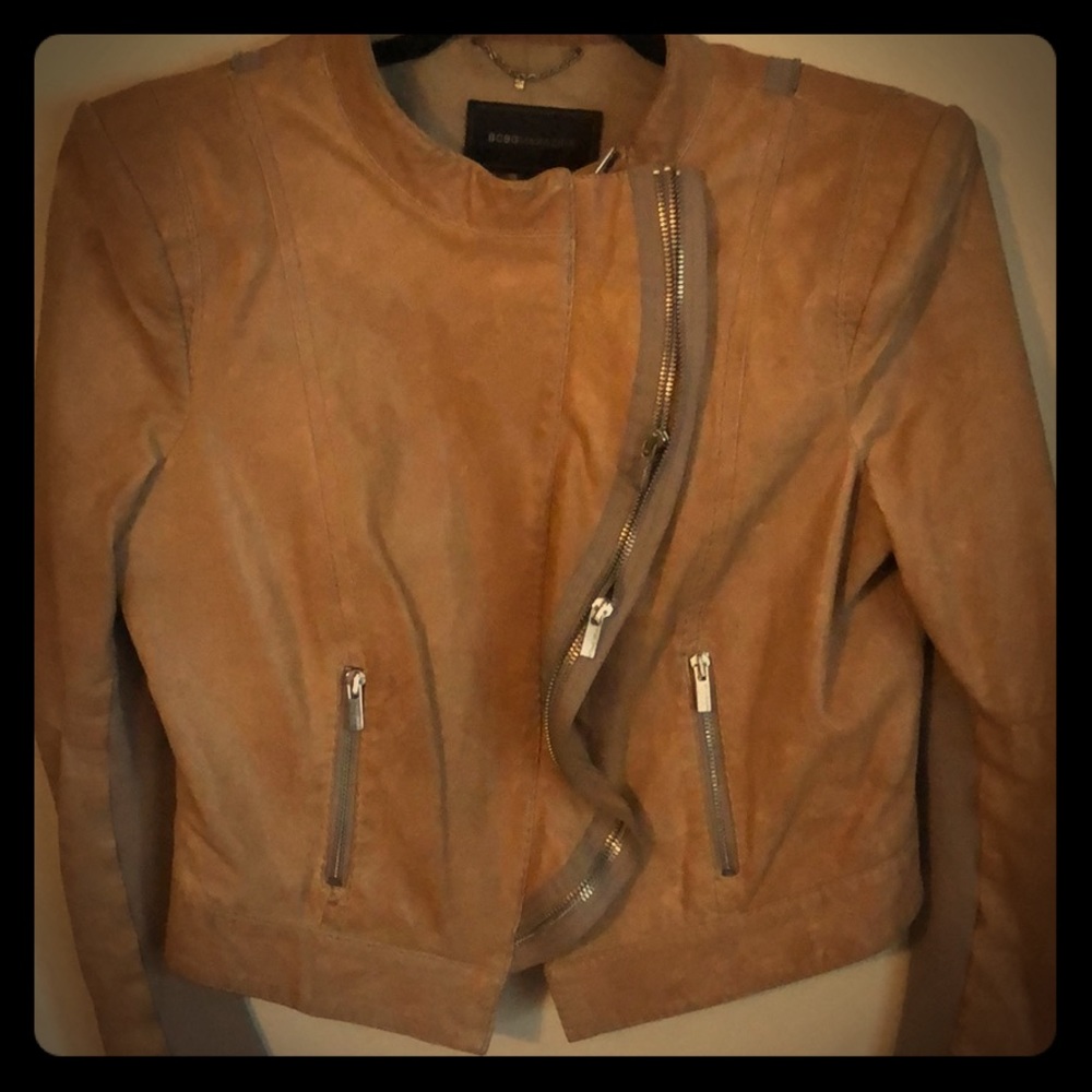Power Shoulder Tan Leather Jacket